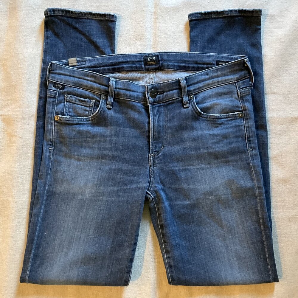 Citizens of Humanity Arielle Mid Rise Slim Jeans, Dark Wash, Sz 28